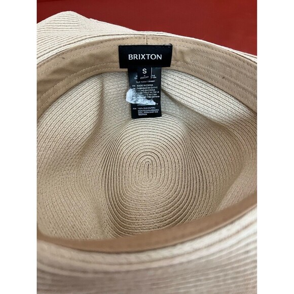 Brixton Small‎ Wesley Braided Toyo Straw Fedora New Women’s Beige Brown Trim Hat
